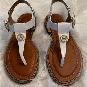 Tommy Hilfiger White and Brown Sandals